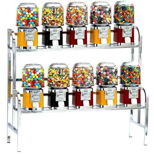 10-Unit Gumball & Bulk Candy Vending Rack - Gumball Machine Warehouse