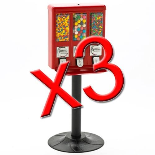 3 All Metal Triple Vending Machines - Gumball Machine Warehouse