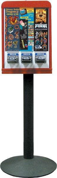 3 Column Sticker & Tattoo Machine W/ Stand - Gumball Machine Warehouse