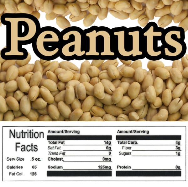 Peanut Product Label With Nutrition Information - Gumball Machine Warehouse
