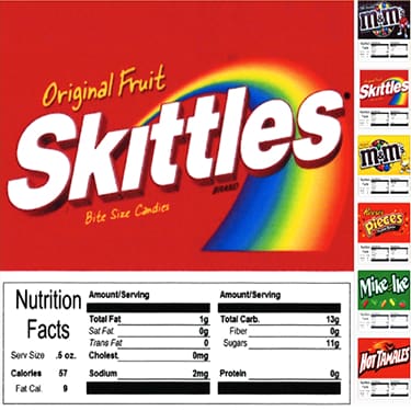 Test - Product Labels With Nutrition Information (Pack Of 10) - Gumball Machine Warehouse